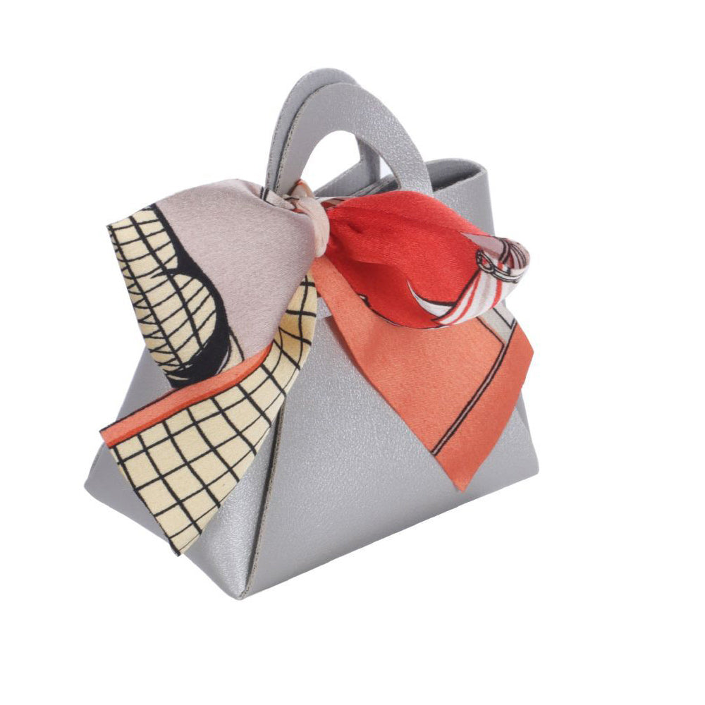 6 bomboniere a forma di borsetta con foulard portaconfetti per eventi - ambraled