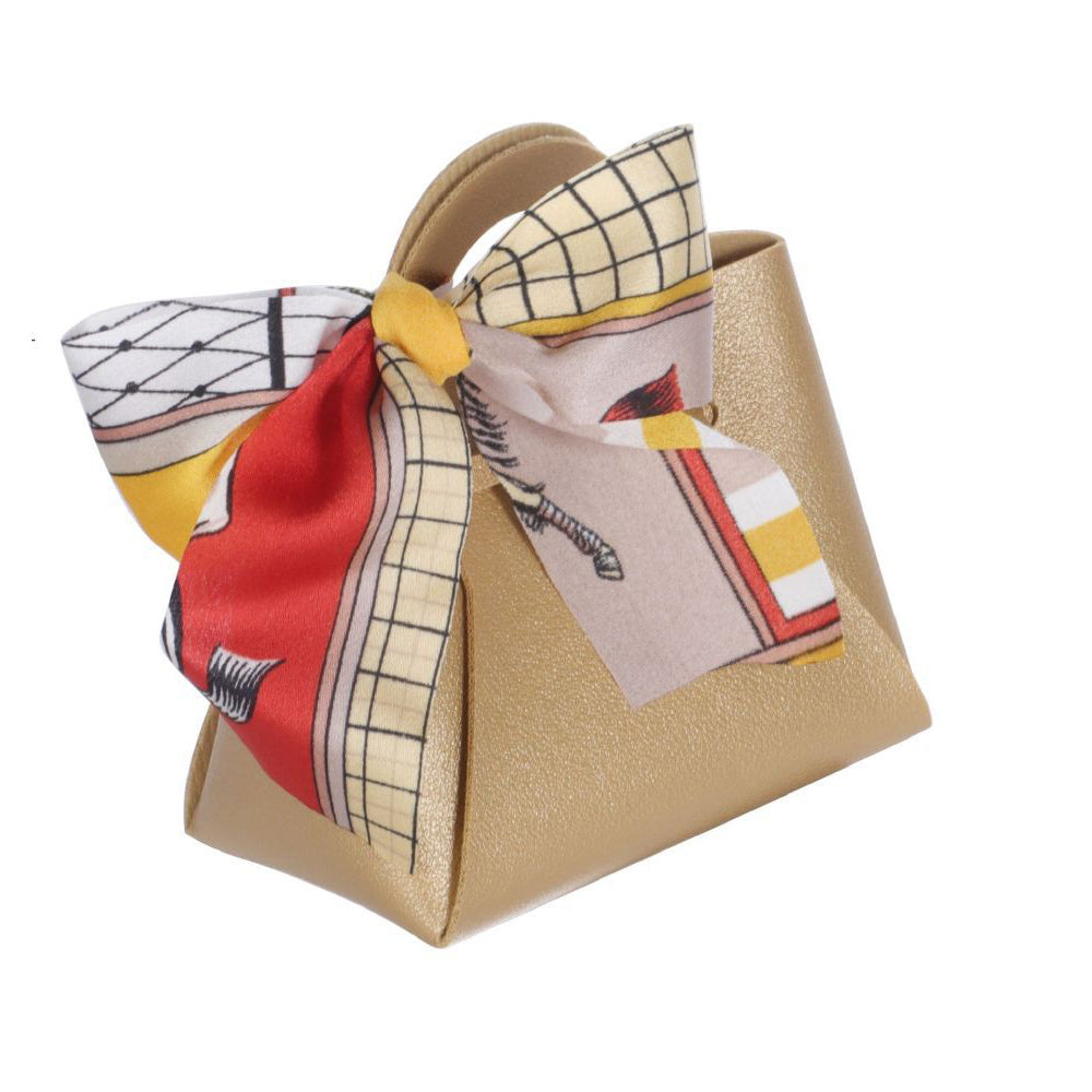 6 bomboniere a forma di borsetta con foulard portaconfetti per eventi - ambraled