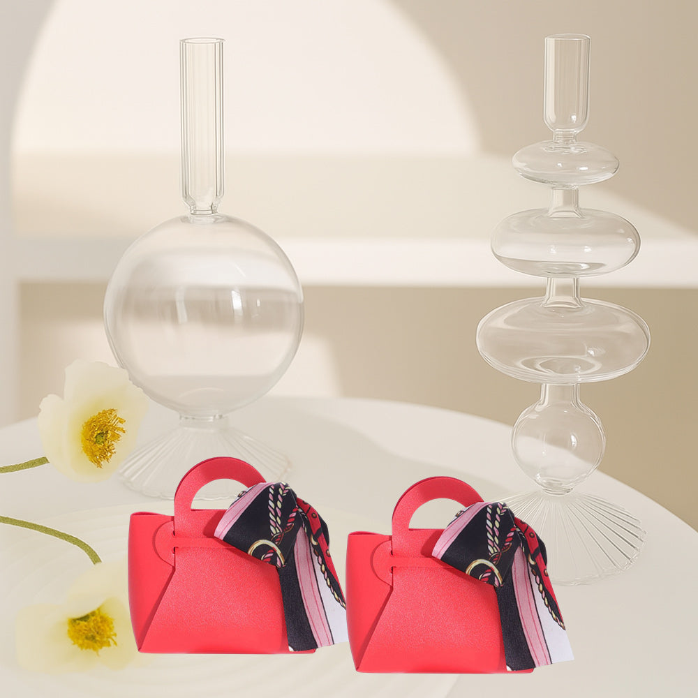 6 bomboniere a forma di borsetta con foulard portaconfetti per eventi - ambraled