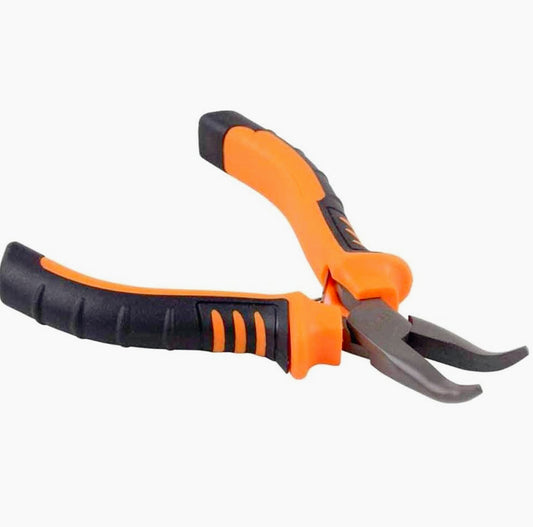 Pinza a becco lungo curvo in acciaio con impugnatura antiscivolo – 11 cm