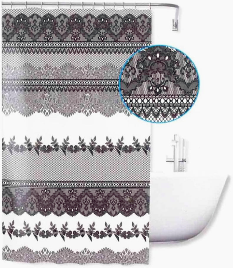 Tenda da doccia impermeabile in PVC – 200×180 cm, 12 ganci, motivo pizzo