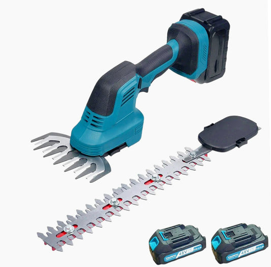 Tagliasiepi 2in1 con 2 lame, tagliaerba incluso, alimentato da doppia batteria 48V – Potenza e versatilità per il giardino