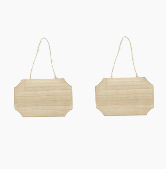Targhette in legno 2 pezzi con corda in canapa - Perfette per appendere e decoupage