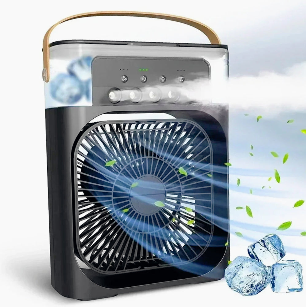 Ventilatore 3 velocità con vaporizzatore profumatore e luci LED – Multifunzione per freschezza, aroma e atmosfera