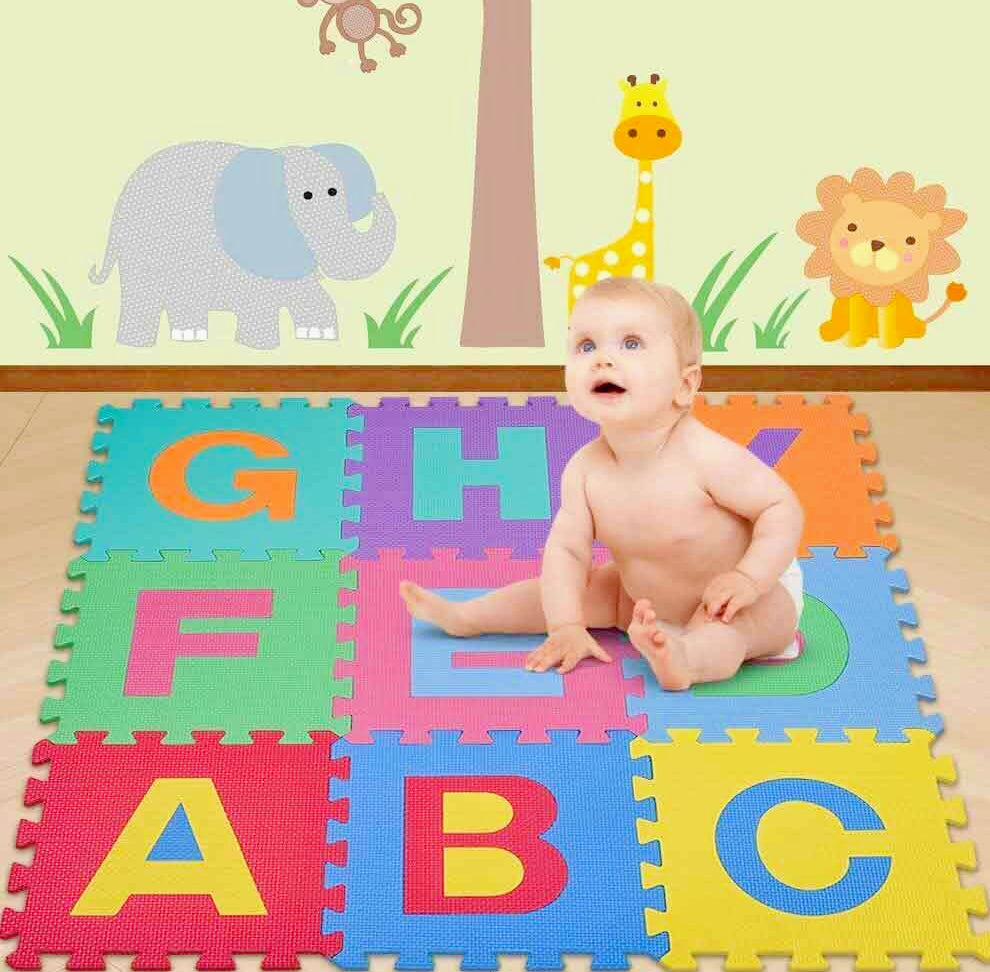 Tappeto puzzle 10 pezzi in schiuma antiurto lavabile - Gioco educativo e sicuro per bambini