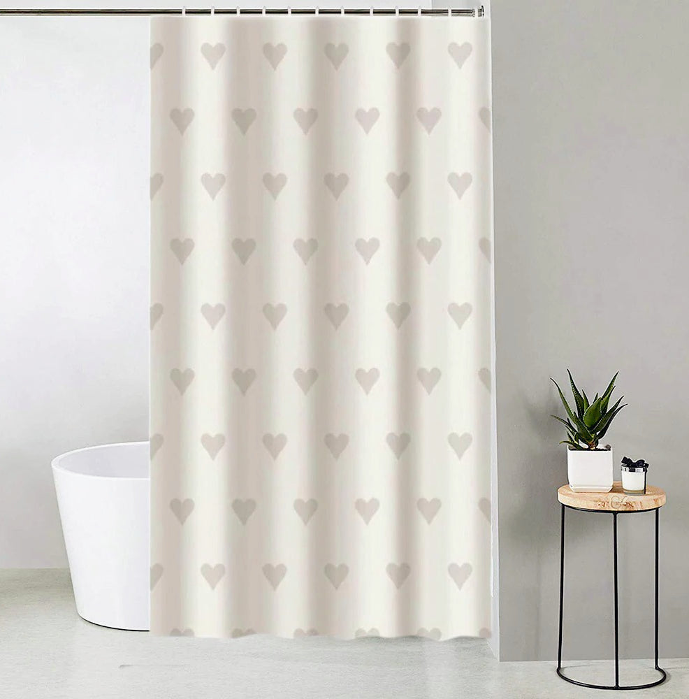 Tenda da doccia impermeabile in PVC – 200×240 cm, 12 ganci, motivo cuori