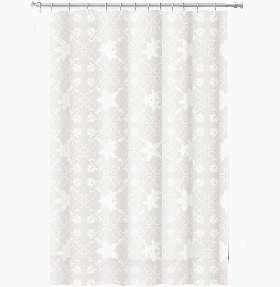 Tenda da doccia impermeabile in PVC – 12 ganci, motivo fiori, varie misure