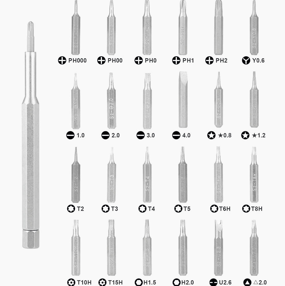 Set 24 cacciaviti a testa fine magnetici, con custodia, per lavori di precisione - ambraled