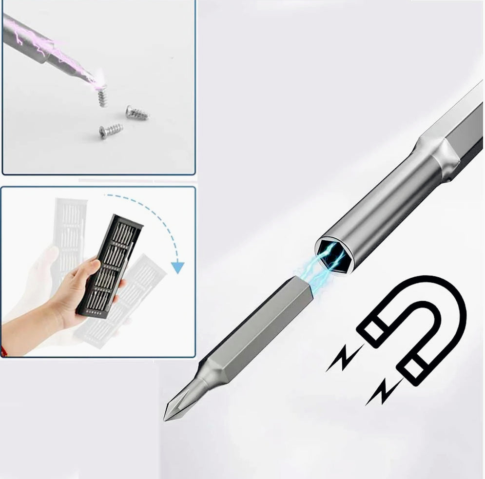 Set 24 cacciaviti a testa fine magnetici, con custodia, per lavori di precisione - ambraled