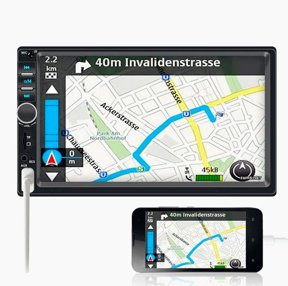 Autoradio 2 DIN 7" touch screen – Bluetooth, USB/TF/SD/AUX, telecomando - ambraled