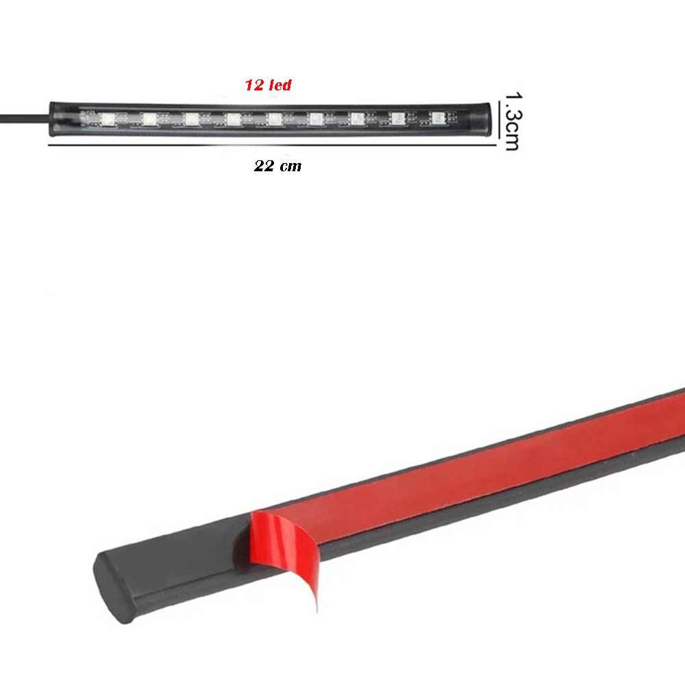 Strip LED auto 4 barre 12 LED RGB 12V cavo accendisigari telecomando - ambraled