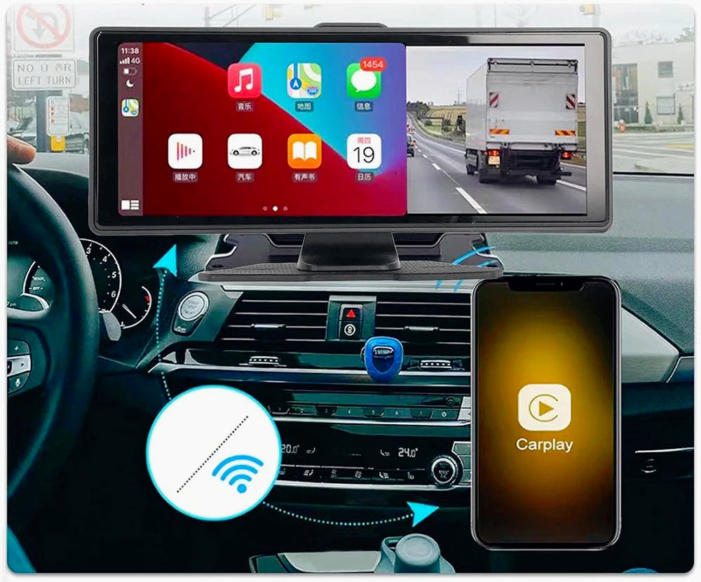Monitor 10,26" 3IN1 – CarPlay dashcam + telecamera retromarcia - ambraled
