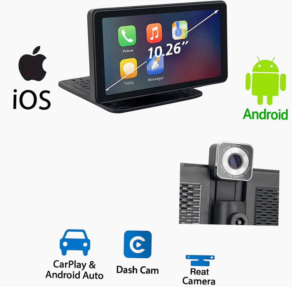Monitor 10,26" 3IN1 – CarPlay dashcam + telecamera retromarcia - ambraled