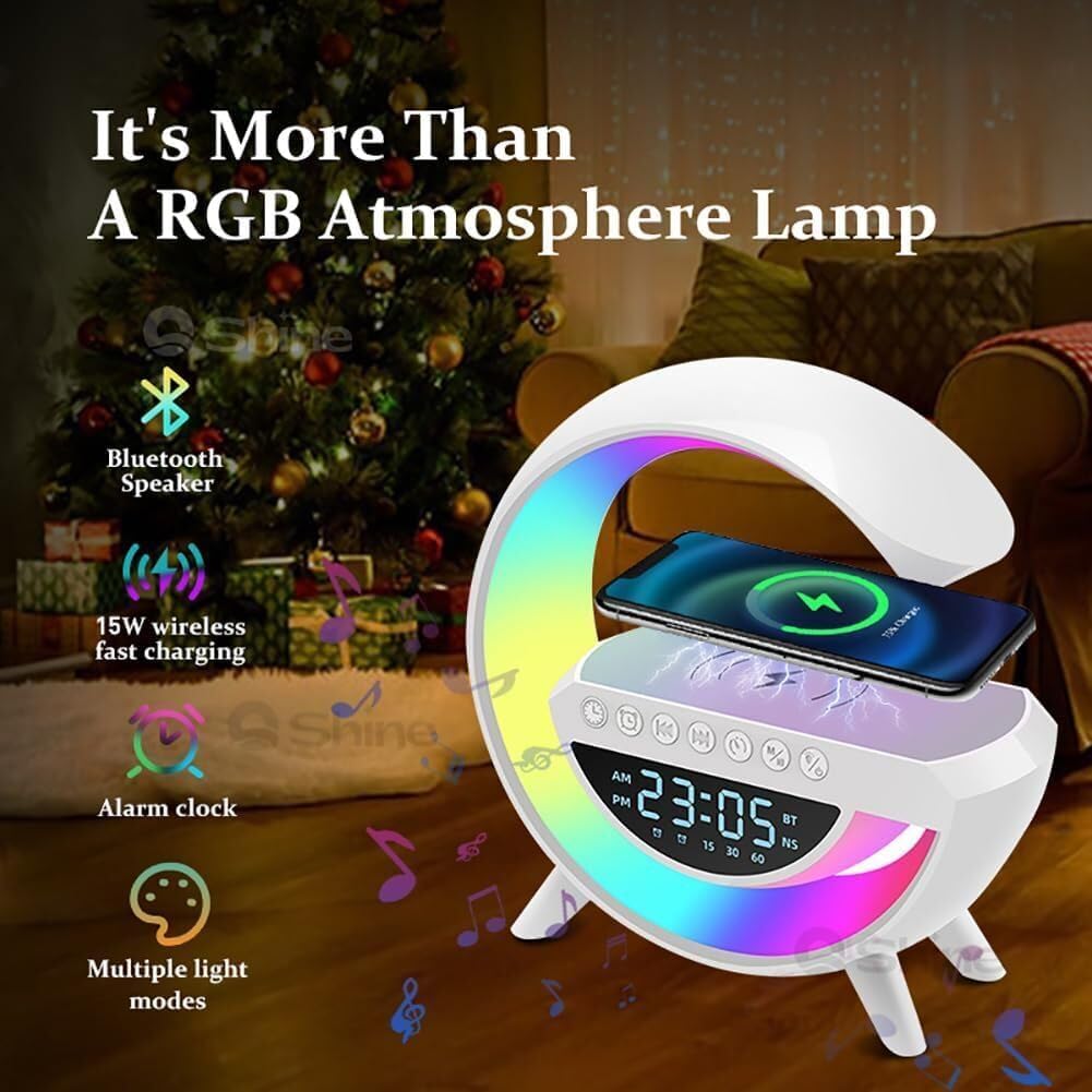 Speaker bluetooth RGB con lampada ricarica induzione orologio sveglia - ambraled