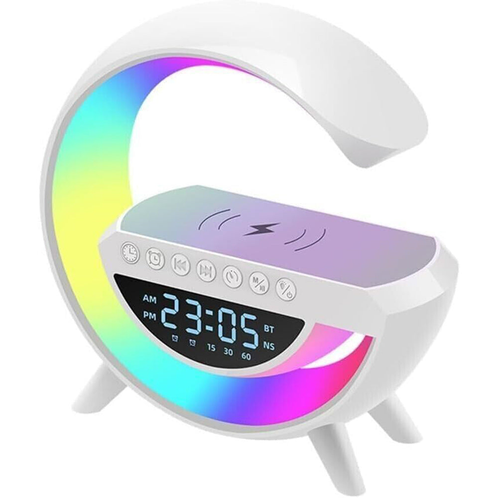 Speaker bluetooth RGB con lampada ricarica induzione orologio sveglia - ambraled