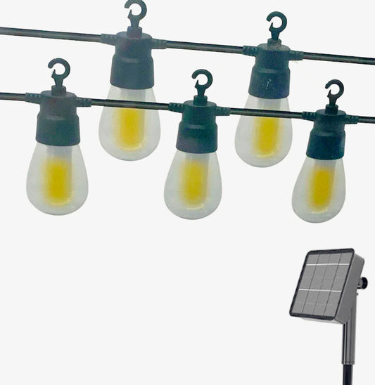 Catena solare LED 10m – 10 lampade calde, IP44, 8 modalità - ambraled