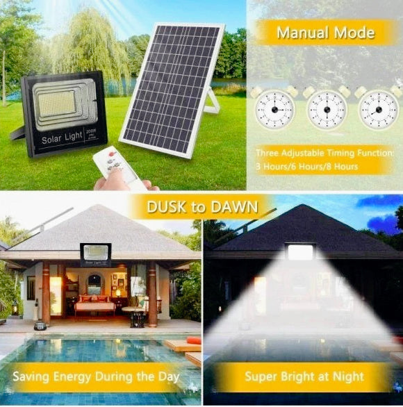 Faro solare LED 100W – sensore crepuscolare TOP IP66 - ambraled