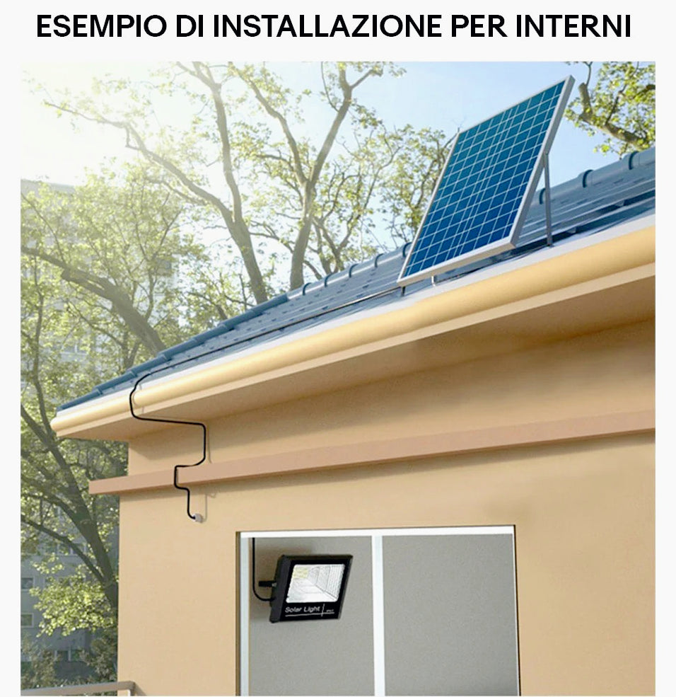 Faro solare LED 1200W – sensore crepuscolare 6500K IP66 - ambraled