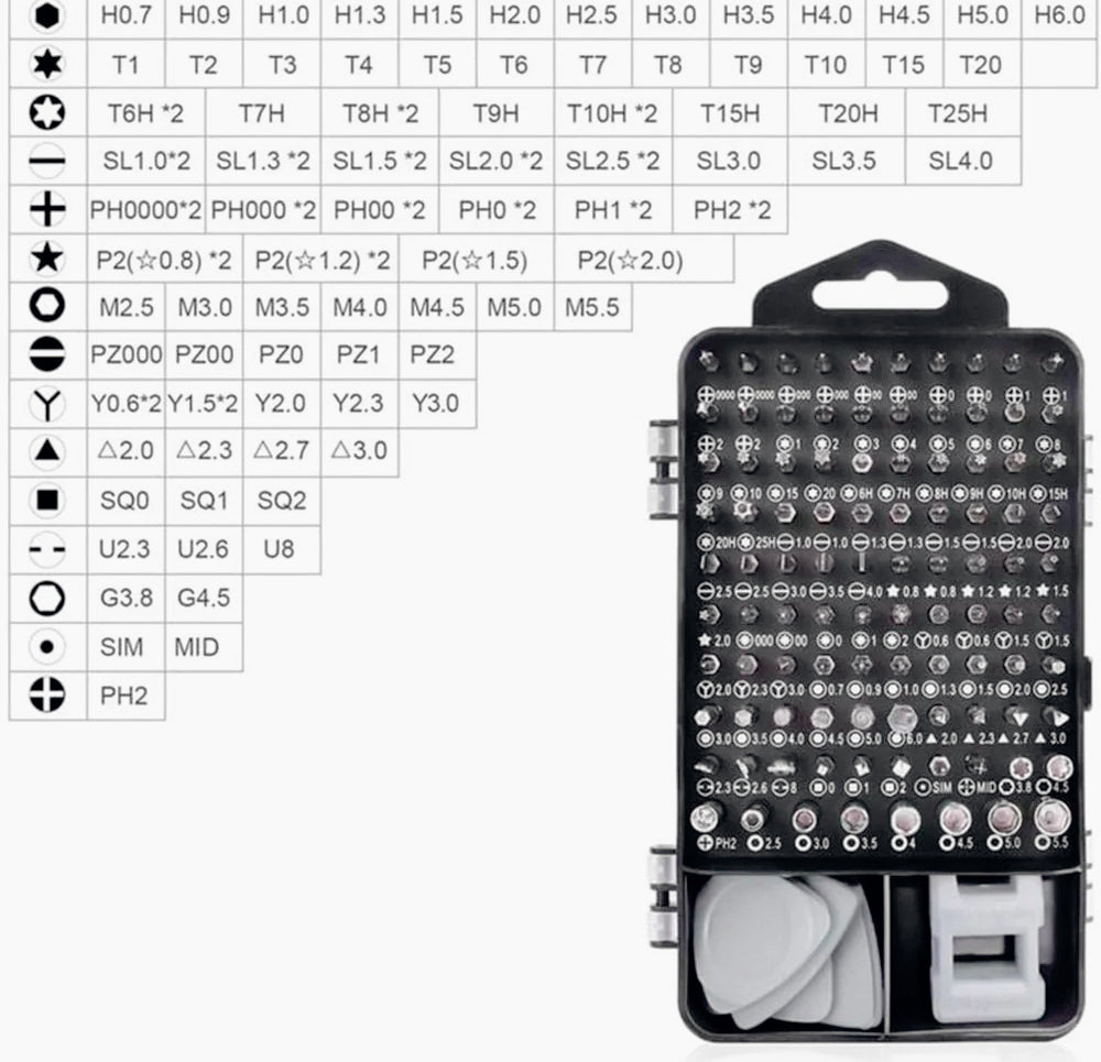 Kit 113 cacciaviti precisione – riparazione cellulare tablet orologio - ambraled