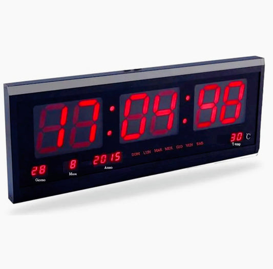 Orologio digitale LED rosso – ora, data, sveglia, temperatura - ambraled