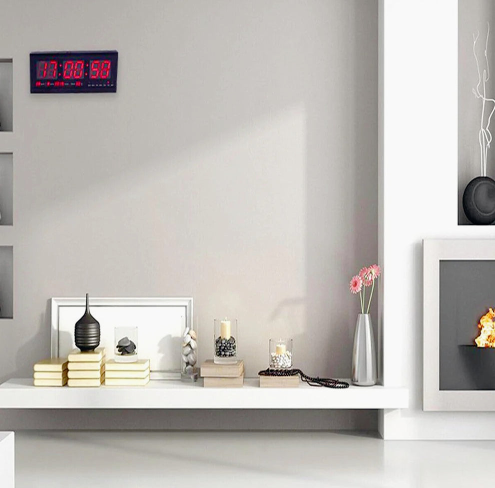 Orologio digitale LED rosso – ora, data, sveglia, temperatura - ambraled