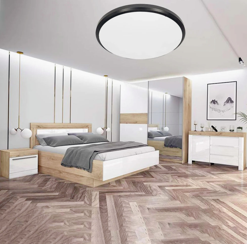 Plafoniera LED a luce fredda con bordo nero - 20W/40W/60W, 30cm/40cm/50cm - ambraled