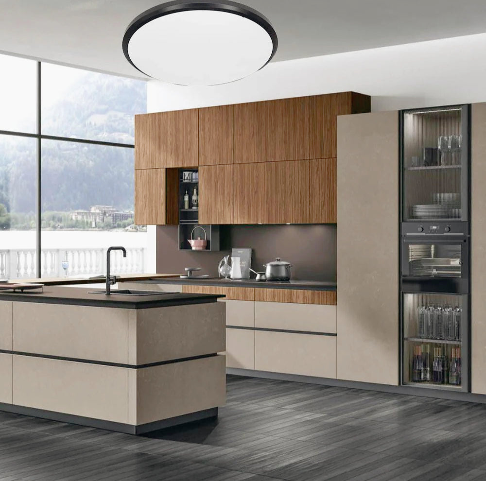 Plafoniera LED a luce fredda con bordo nero - 20W/40W/60W, 30cm/40cm/50cm - ambraled