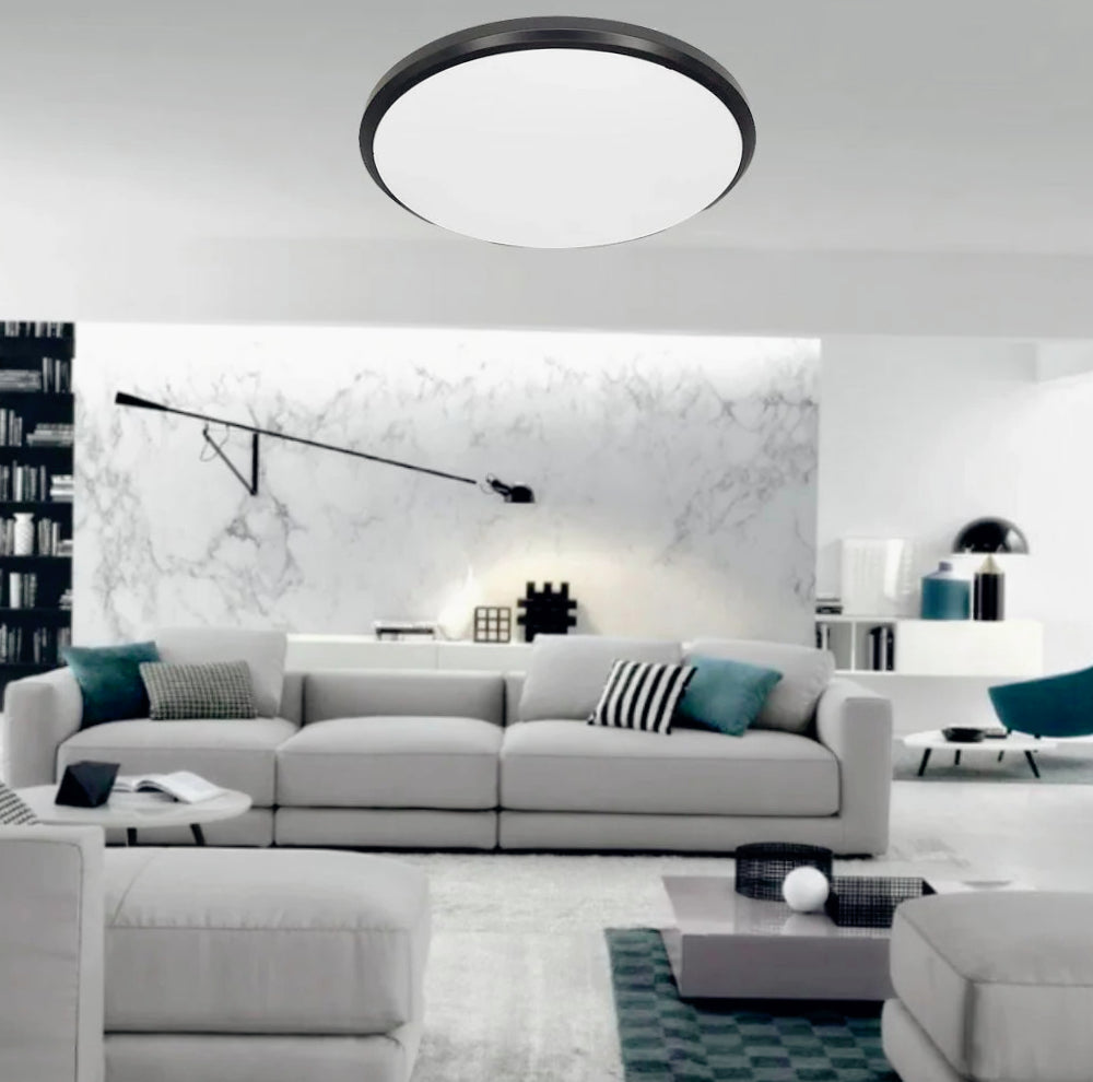 Plafoniera LED a luce fredda con bordo nero - 20W/40W/60W, 30cm/40cm/50cm - ambraled
