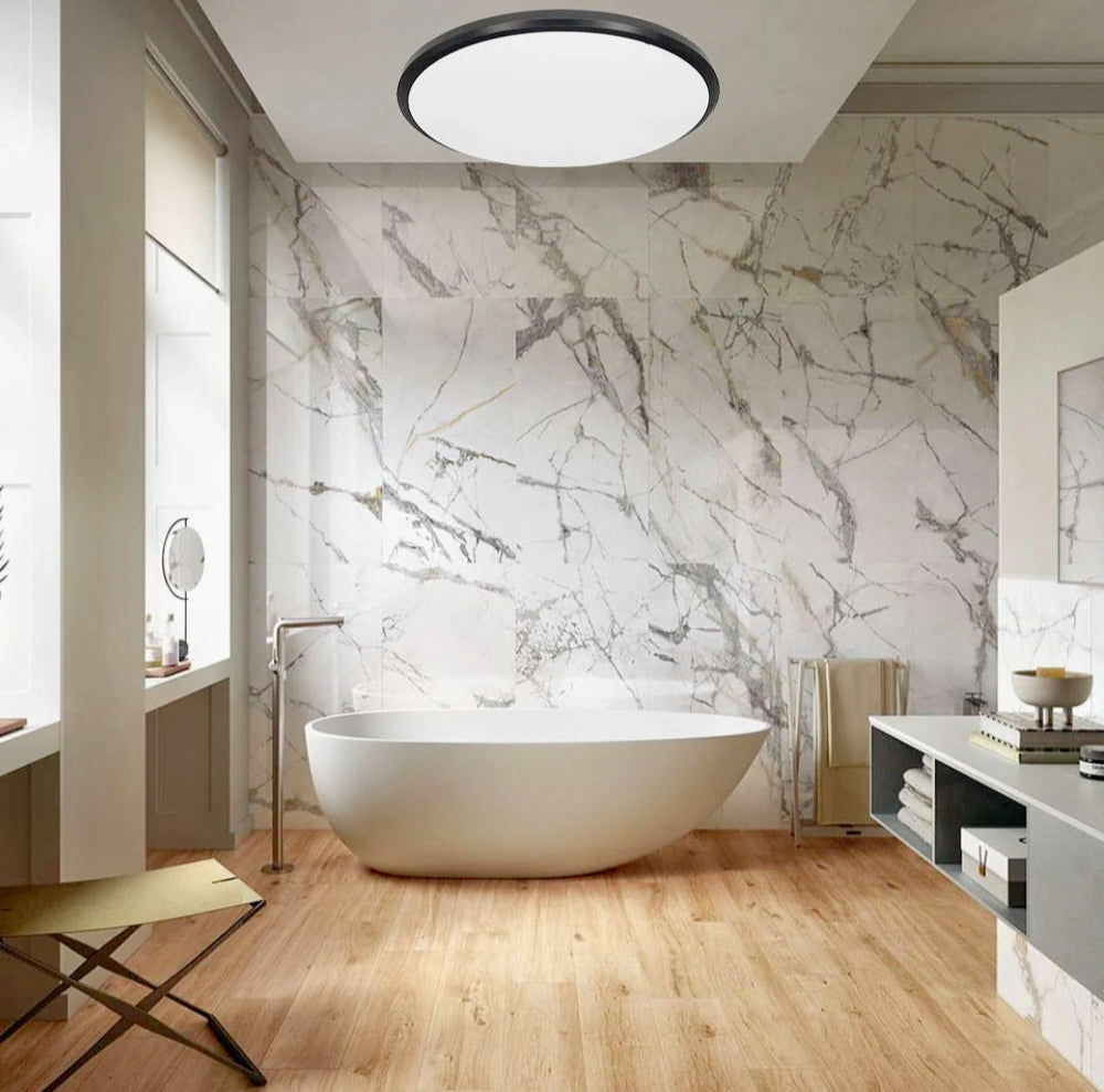 Plafoniera LED a luce fredda con bordo nero - 20W/40W/60W, 30cm/40cm/50cm - ambraled