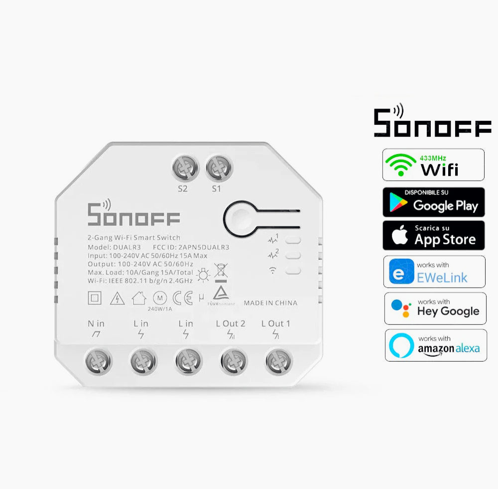 Interruttore smart DualR3R SON/OFF – WiFi wireless con app - ambraled