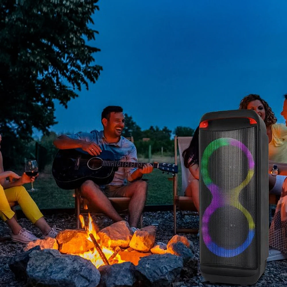 Cassa karaoke bluetooh 40 watt 2 microfoni e telecomando luci rgb