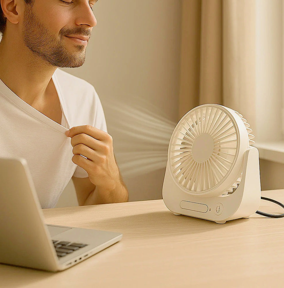 Ventilatore con pannello solare 3 velocità – Ricaricabile, ecologico e silenzioso