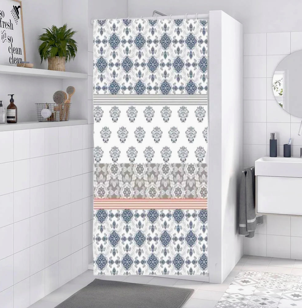 Tenda da doccia impermeabile in PVC – 200×180 cm, 12 ganci, motivo mosaico