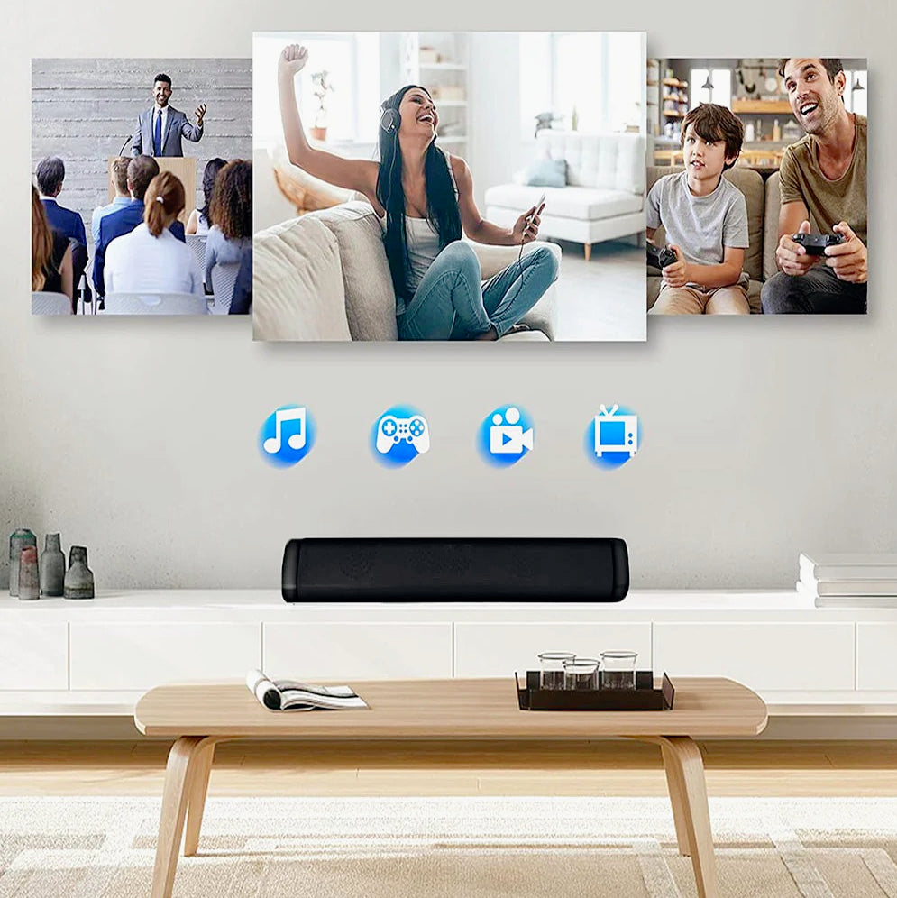 Soundbar mini 10W Bluetooth ricaricabile – per TV e PC - ambraled