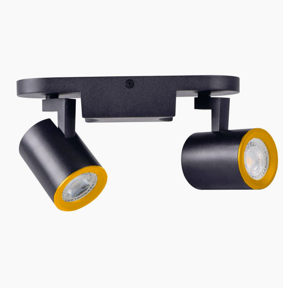 Plafoniera 2 Diffusori Orientabili - GU10, Colore Bianco/Nero (Da Soffitto o Parete)
