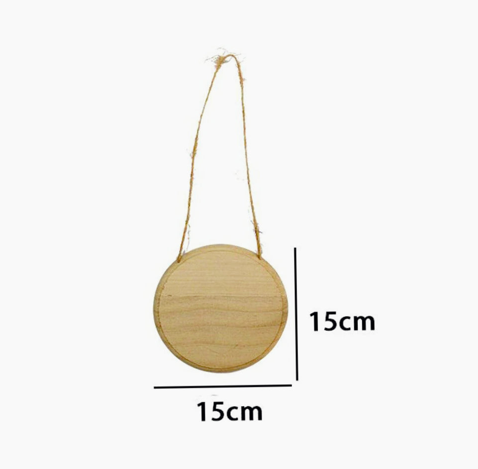 Targhetta tonda in legno 2 pezzi con corda in canapa - Perfette per decoupage e decorazioni