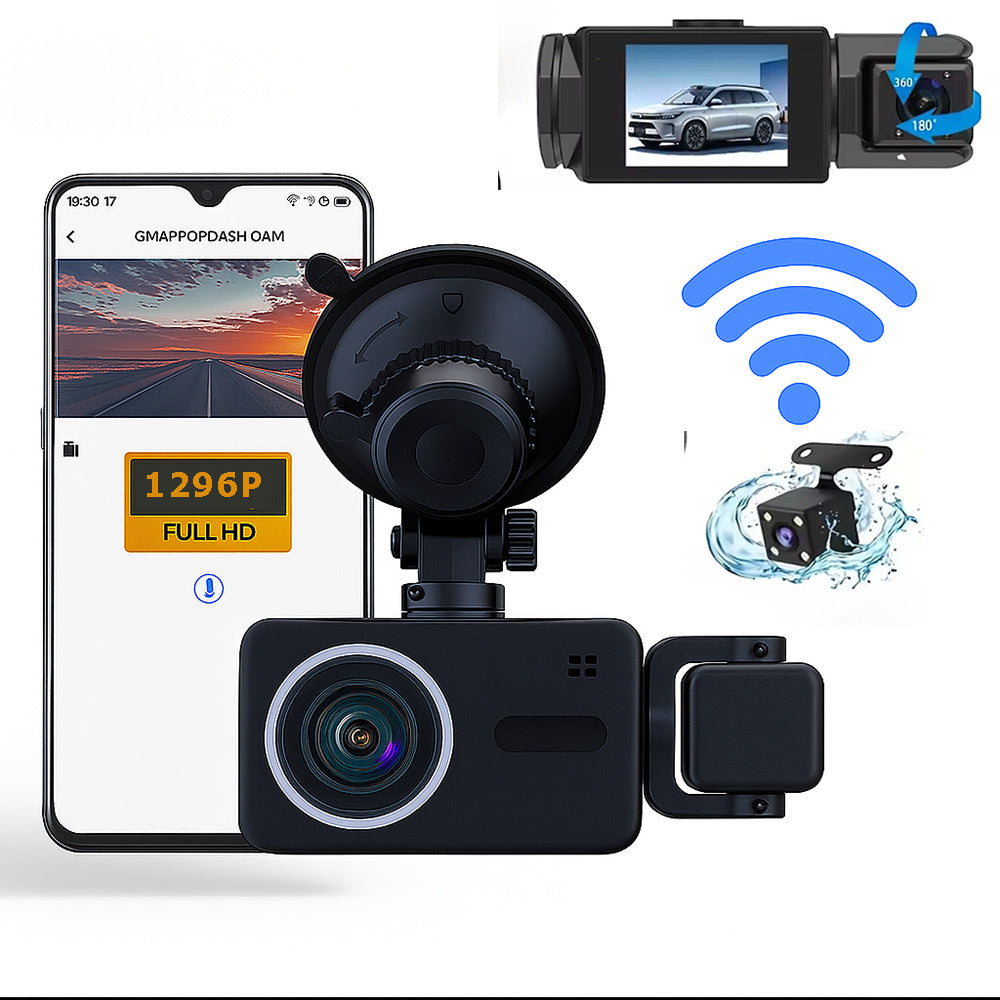 Dash cam 3 telecamere con App wi fi full hd visione notturna - ambraled
