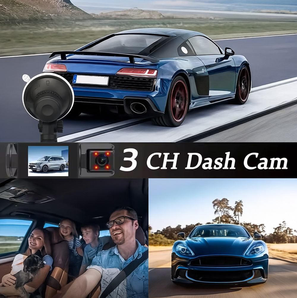 Dash cam 3 telecamere con App wi fi full hd visione notturna - ambraled