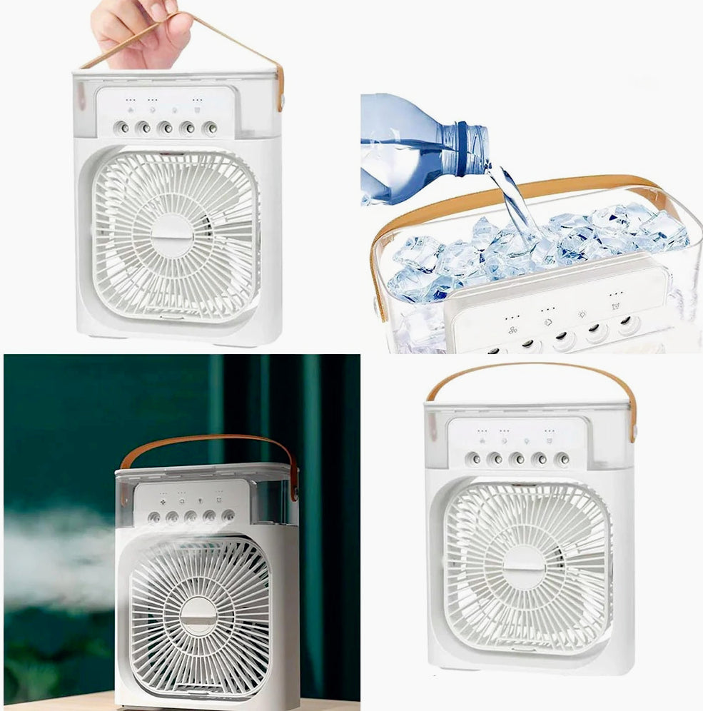 Ventilatore 3 velocità con vaporizzatore profumatore e luci LED – Multifunzione per freschezza, aroma e atmosfera