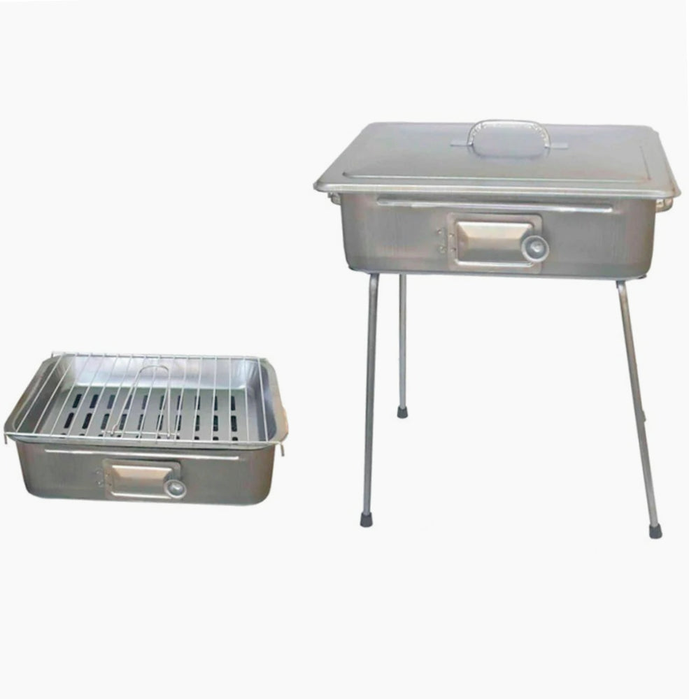 Barbecue a carbone 27x37cm – con coperchio e griglia - ambraled