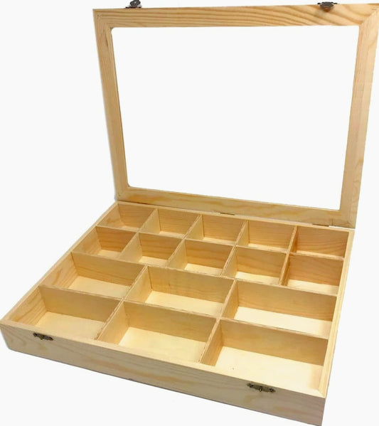 Bacheca legno 16 posti – porta trasparente per decoupage - ambraled