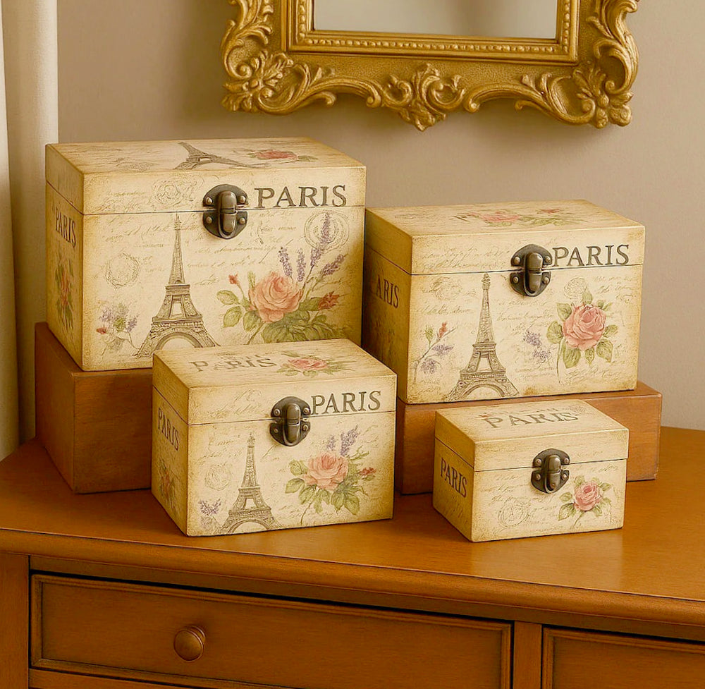 Set 5 bauli rettangolari in legno per decoupage matrioska - ambraled