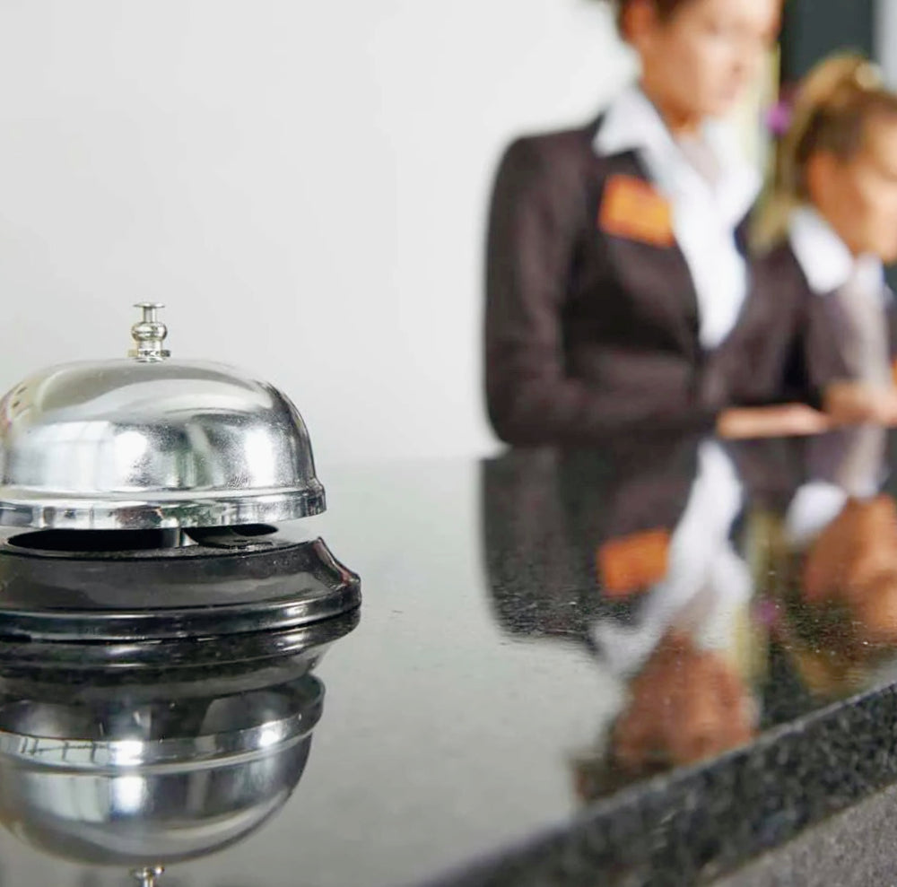 Campanello da appoggio metallo lucido – reception hotel campanella - ambraled