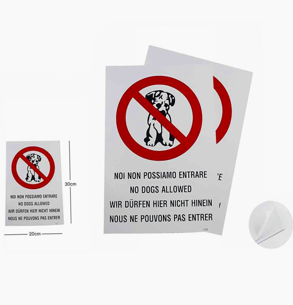 Cartello "Divieto Cane" plastificato 30.5x20cm con biadesivo - ambraled