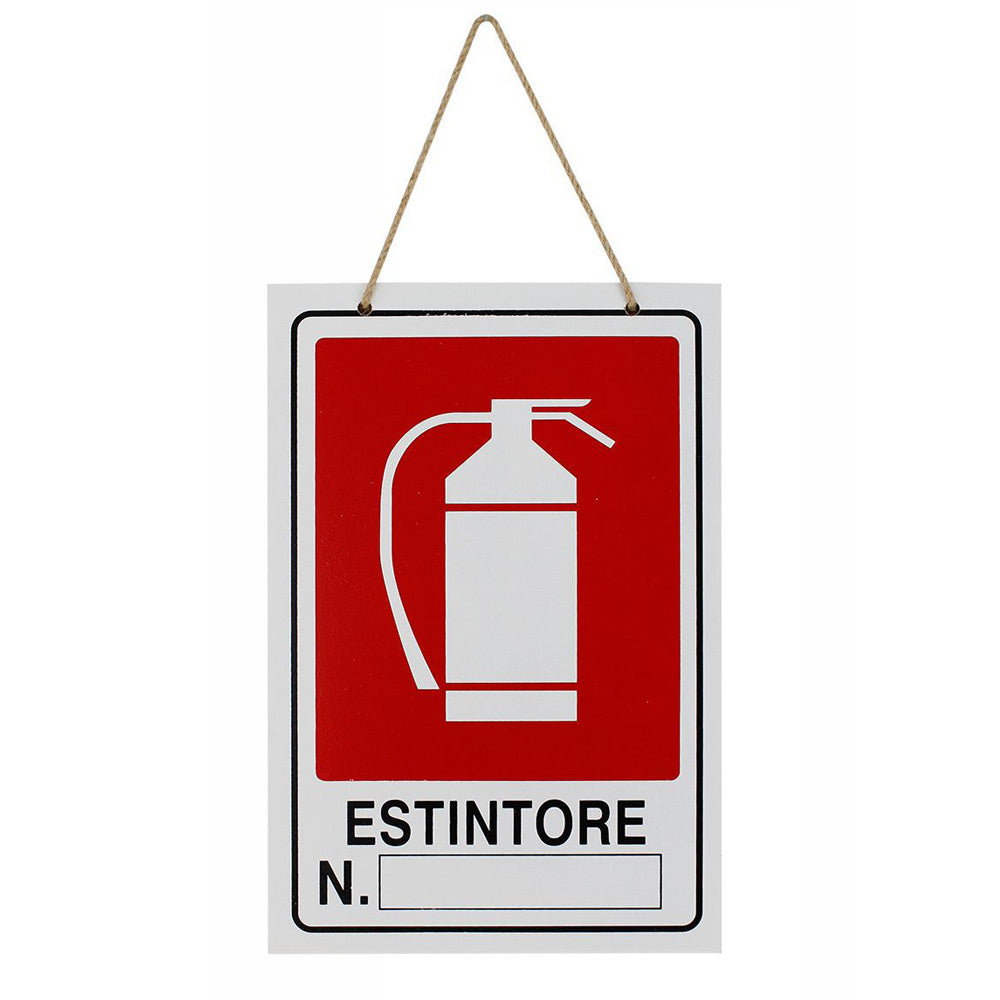 Cartello "Estintore" legno 20x30cm con cordino - ambraled