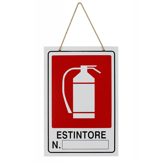 Cartello "Estintore" legno 20x30cm con cordino - ambraled