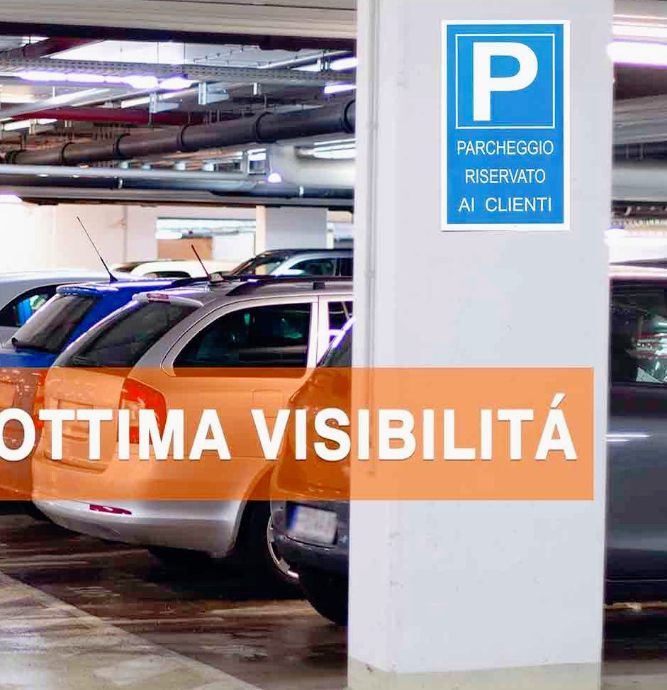 Cartello parcheggio riservato plastificato 30.5x20cm con biadesivo - ambraled