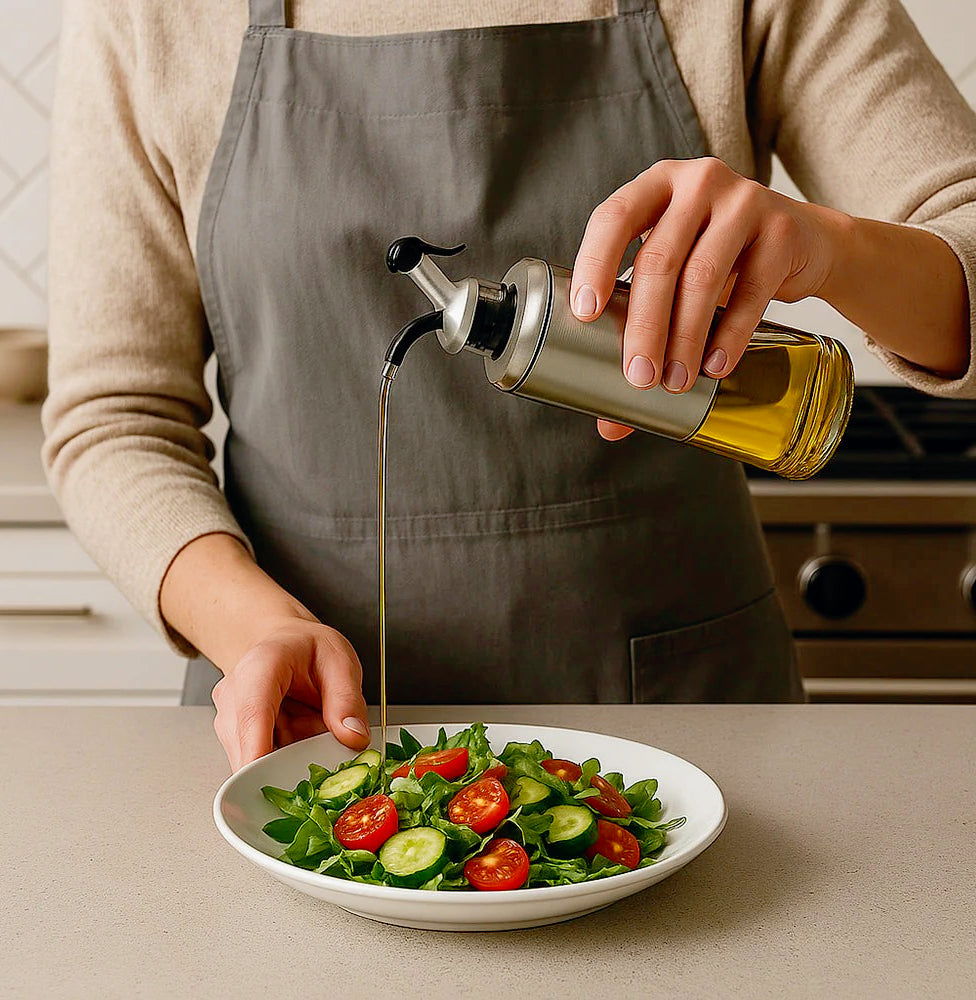 Dosatore Olio e aceto in Vetro con Tappo ermetico 200ml e 500ml - ambraled