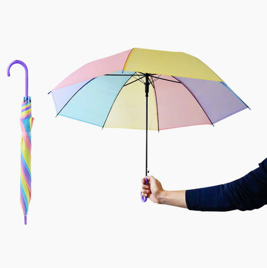 Ombrello 8 stecche arcobaleno – multicolore apertura a scatto - ambraled
