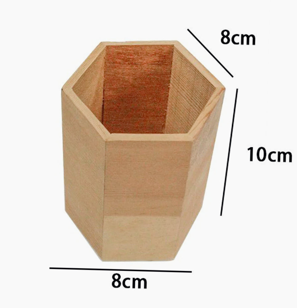 Portapenne esagonale in legno – Personalizzabile per decoupage - ambraled